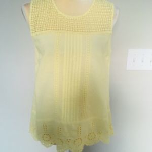 Dorothy Perkins Women’s Yellow Eyelet Cotton Top Blouse Size US 8*